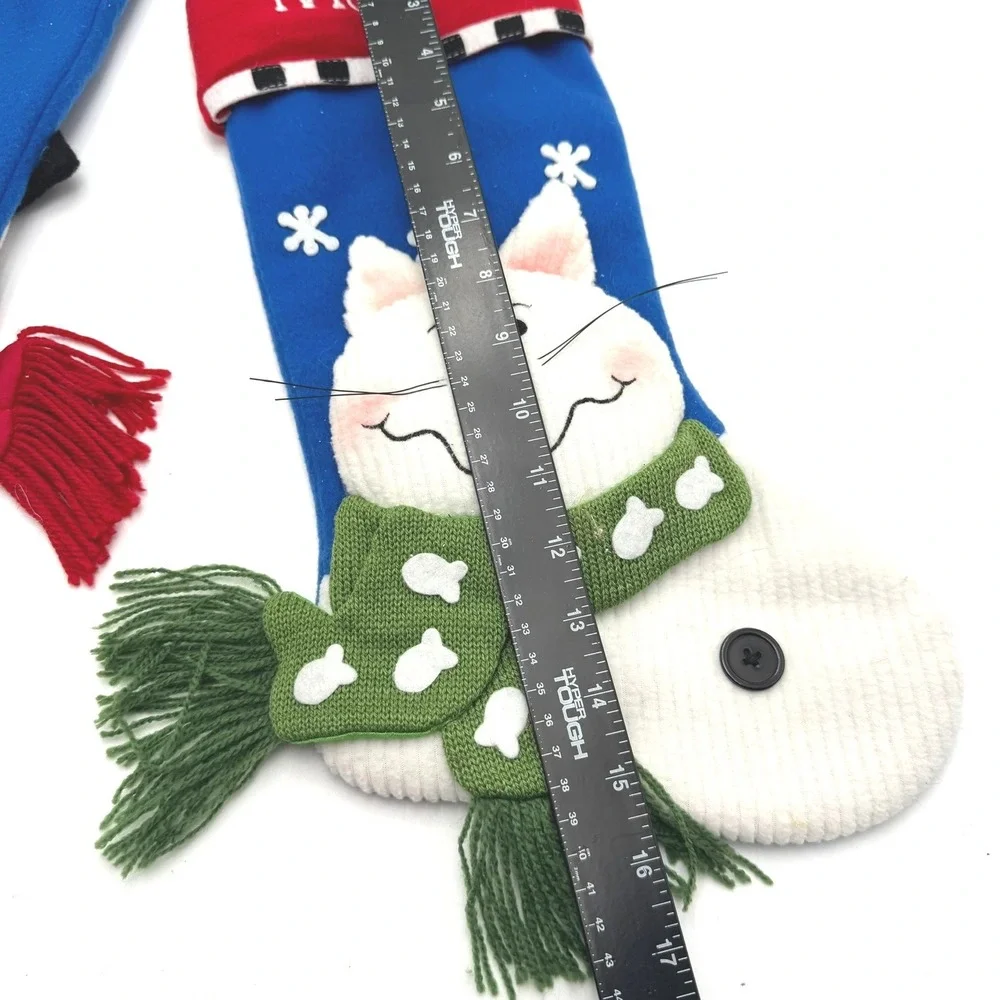 Pets Christmas Stocking Dog Cat Woof Meow Plush Applique Holiday Decor Set of‎ 2